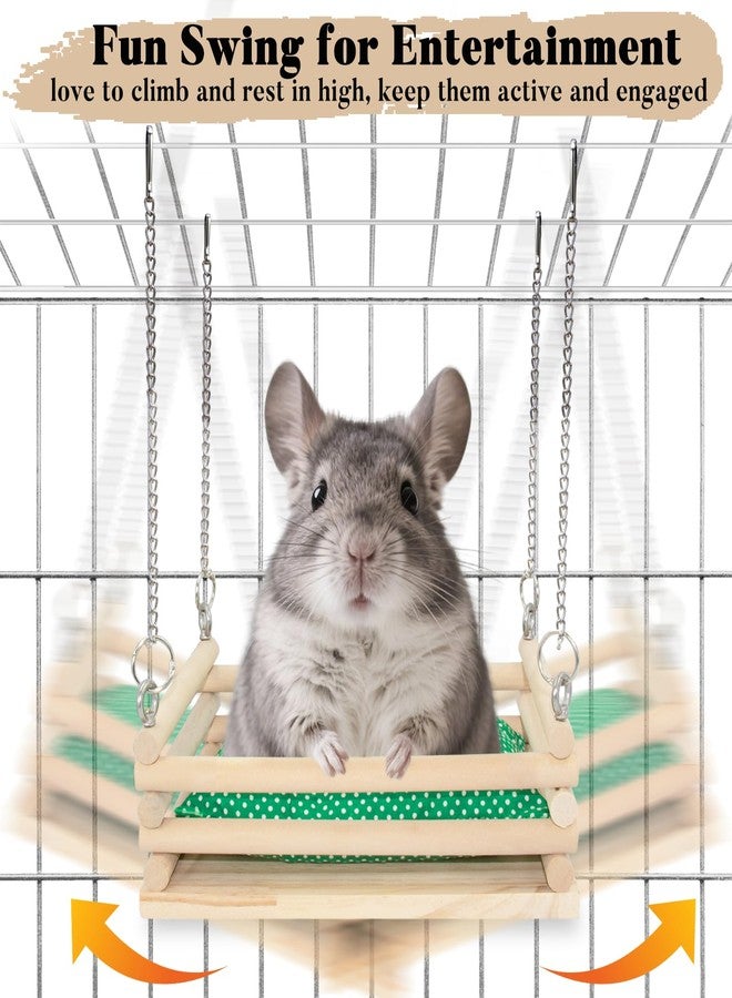 Jevnd Wooden Chinchilla Hammock with Soft Mat for Cage Swing, Chinchilla Bed Hanging Cage Accessories Wood Toys, Indoor Chinchillas Swing House Hut Ledges and Platforms Habitat - Image 4
